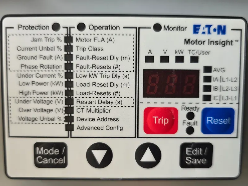 Panel de protección de motores Eaton Motor Insight